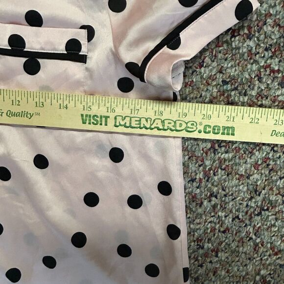 Kate Spade Pink with Black Polka Dots Satin Short Sleeve Capri Length Pajamas S - Picture 12 of 15